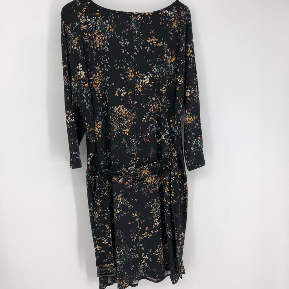 NWT Le Chateau  Black floral Boatneck 3/4 sleeve midi dress M - Picture 7 of 10
